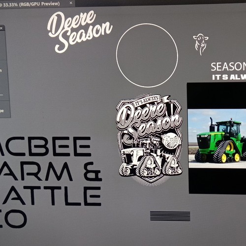 Tractor design with the title 'deere tractor made with AI for MCBEE FARM'