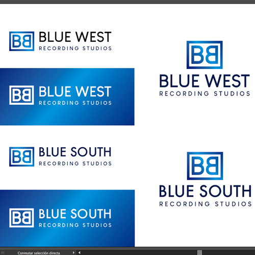 Recording studio design with the title 'Blue West'