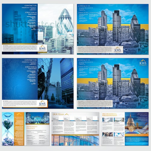 Editorial design with the title 'High-End Investment Brochure for Financial Services Firm'