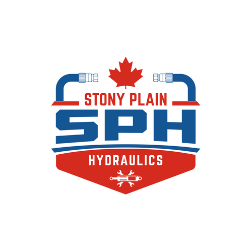 Earth mover logo with the title 'Stony Plain Hydraulics'