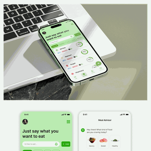 Recipe design with the title 'AI shopping list and recipes'