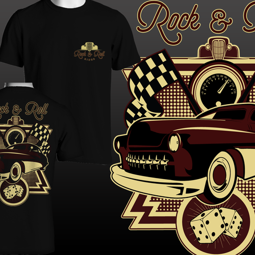 Racing t-shirt with the title 'Create multiple T-shirt Designs For a Hot Rod and Classic car shop'