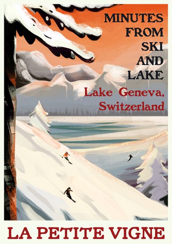 Swiss design with the title 'Vintage Ski Poster'