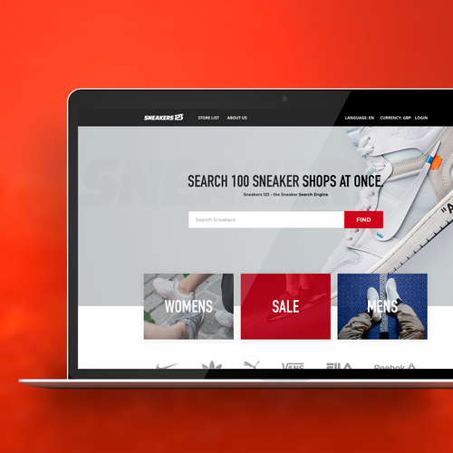 Sneaker design with the title 'Sneaker Search'