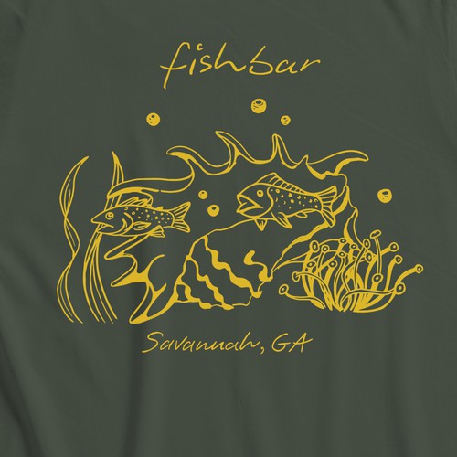 Fish t-shirt with the title 'Staff tshirt for Fishbar'