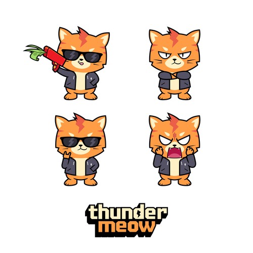 Kawaii logo with the title 'Cat mascot gaming'