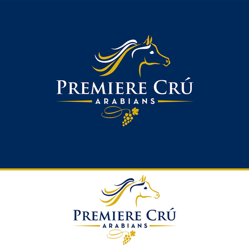 Grape design with the title 'Premiere Crú Arabians Show Horse Logo'