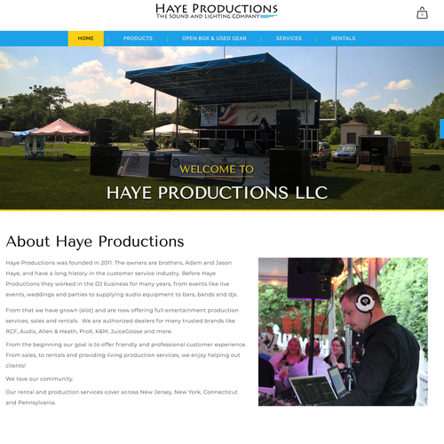 SEO design with the title 'Ecommerce Design for Haye Productions'