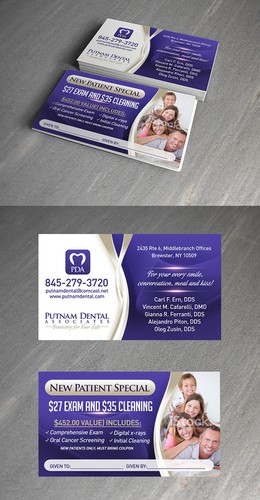 Dental design with the title 'Postcard Design for Dental Group'