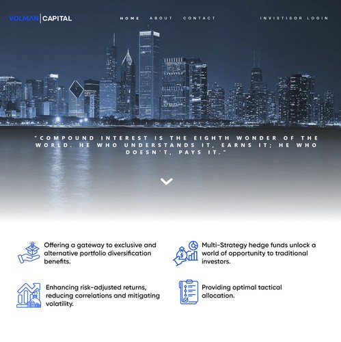 Investment website with the title 'Multi-Strategy Investment Hedge Fund.'