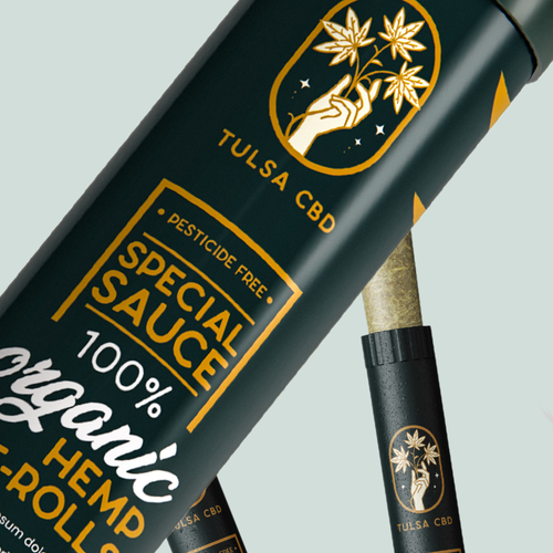 Art Deco packaging with the title 'Tulsa CBD Prerolls Packaging design'
