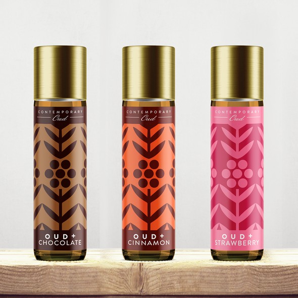 Art label with the title 'Contemporary Oud essence Label Design'