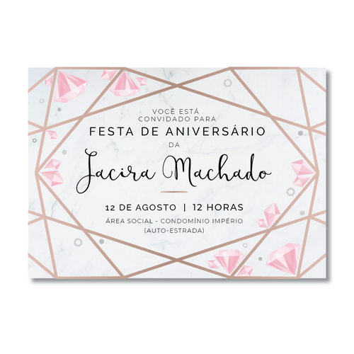 Marble design with the title 'Feminine and fancy birthday invitation'