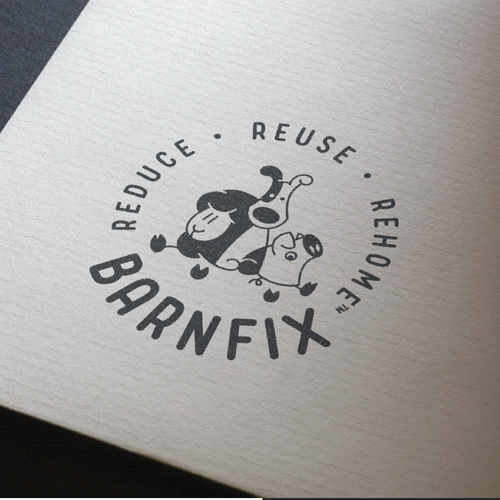 Pig logo with the title 'Barnfix logo—for rehoming pets, livestock'