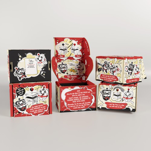 Cartoon packaging with the title 'Packaging for Tofu Ninja Press'