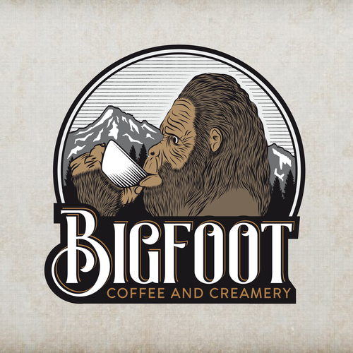 Coffee brand with the title 'Great Smoky Mountain "bigfoot" themed coffee house'