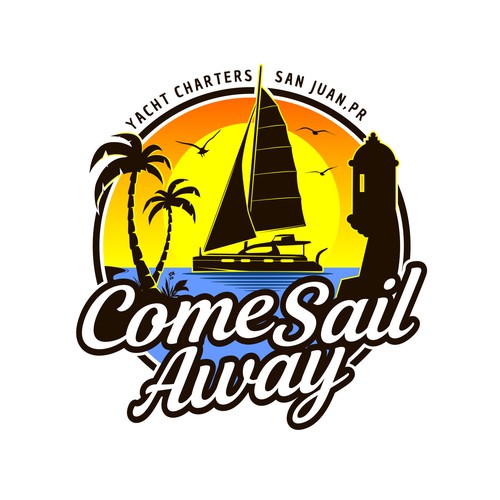 Tower logo with the title 'TROPICAL VACATION INSIDE A LOGO'