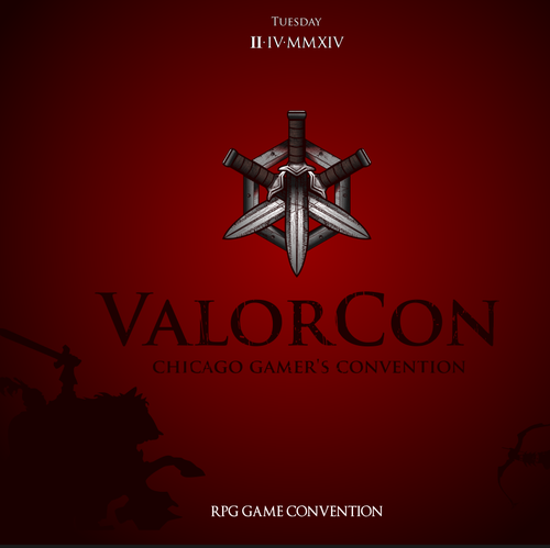 Barbarian logo with the title 'New logo wanted for ValorCon gaming convention'