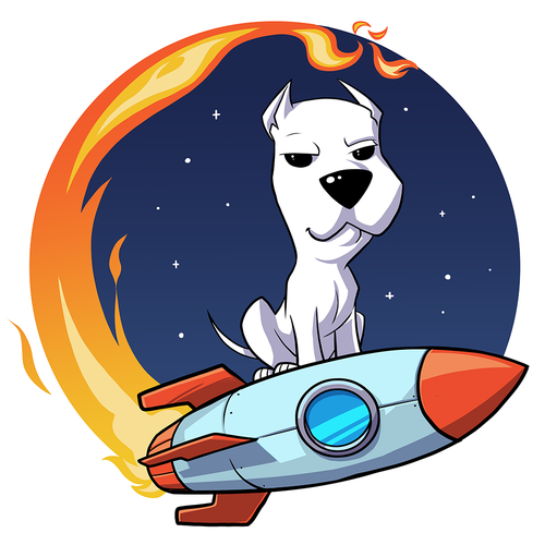 Puppy illustration with the title 'TOKEN CRYPTO ART'