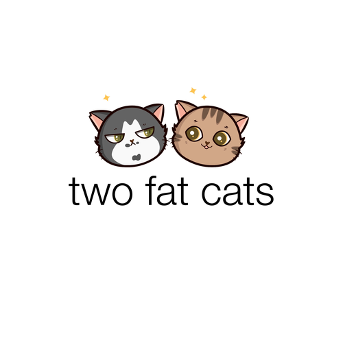 Chibi design with the title 'two fat cats'