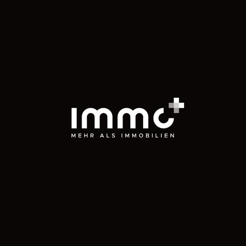 Black and white brand with the title 'immo+'