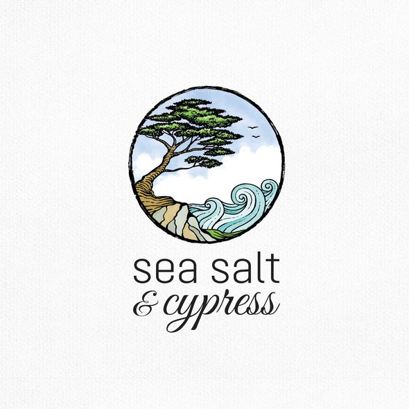Landscape logo with the title 'sea salt & cypress'