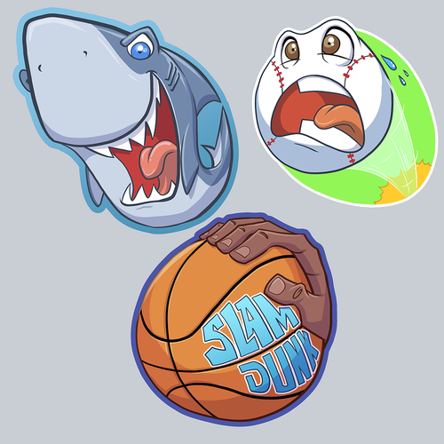 Sports illustration with the title 'STICKERS'