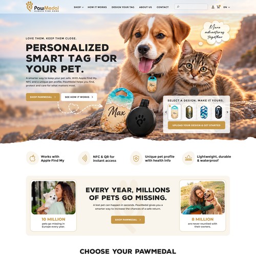 Pet website with the title 'pet tag website'