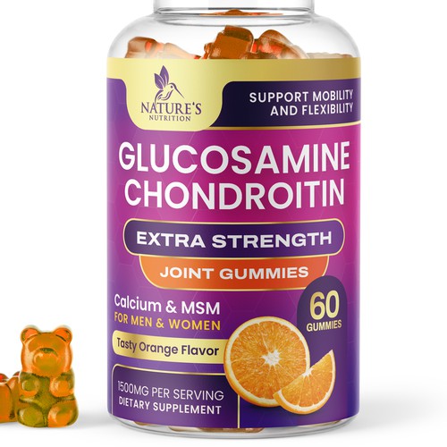 Medical label with the title 'Glucosamine Gummies'