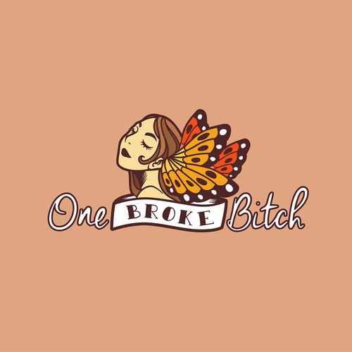 Butterfly design with the title 'One Broke B*tch'