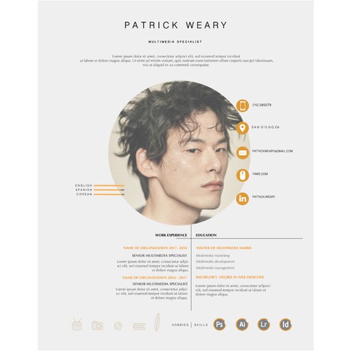 CV design with the title 'Resume template'