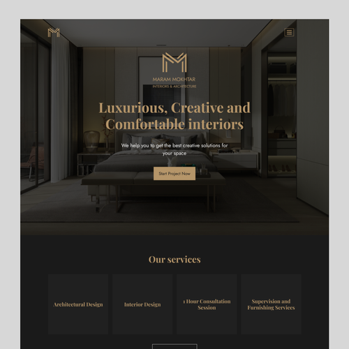 Interior design website with the title 'Website Design for Interior Design and Architecture'