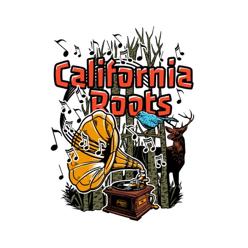Logo t-shirt with the title 'Sound of nature-California Roots'
