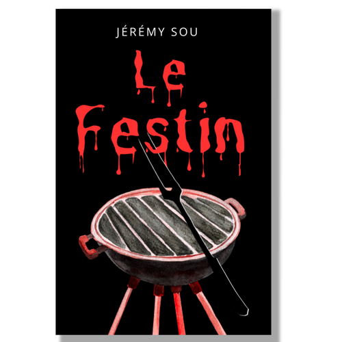 Humorous book cover with the title 'Full cover illustration for a small, macabre, yet humorous book.'