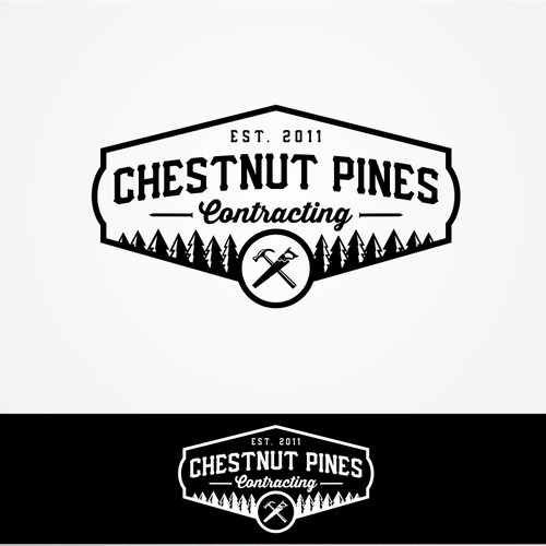 Evergreen logo with the title 'Design a new logo for our custom carpentry business!'