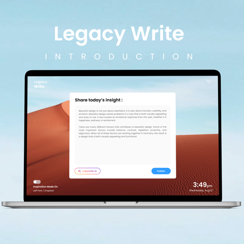 Book website with the title 'Legacy Book Writing Design'