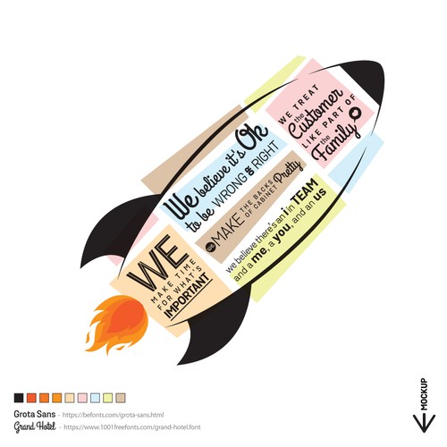 Mural design with the title 'Mural (Rocket Typo) for Accion Systems (2)'