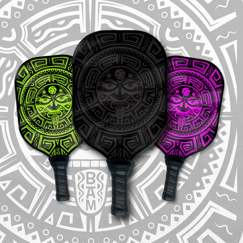 Paddle design with the title 'Aztec illustration sticker vector'