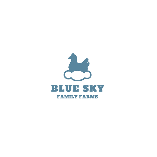 Egg design with the title 'Blue Sky Family Farms - Organic Eggs'