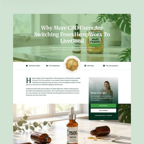 Health website with the title 'LiveGood'