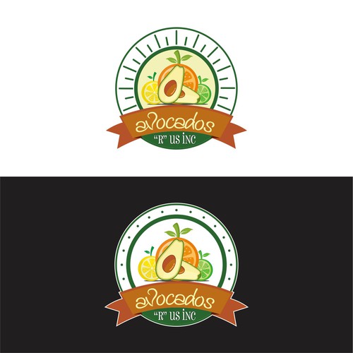 Avocado design with the title 'logo design for distributor of avocado, lemon, lime and orange'