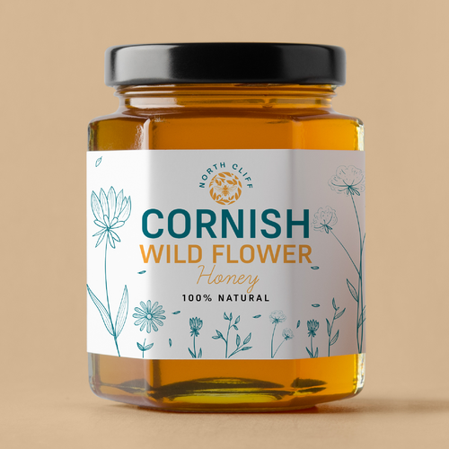 Honey label with the title 'Cornish Honey Label'