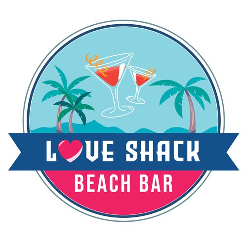 Beach bar logo with the title 'Love Shack Beach Bar Logo'