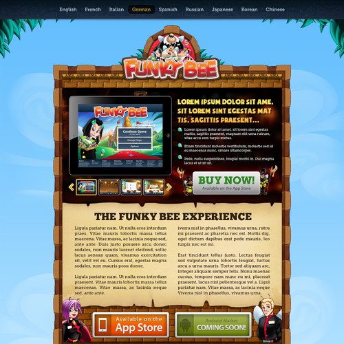 Fun website with the title 'Funky Bee: Web Design'