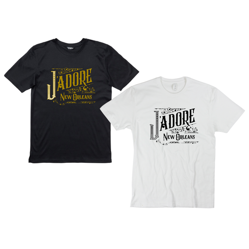 Typographic t-shirt with the title 'J'ADORE'