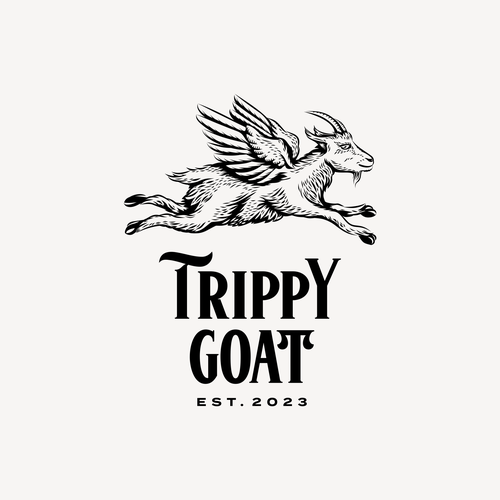 Flying design with the title 'Trippy Goat'