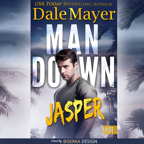 Action book cover with the title 'Man Down Jasper Cover by Biserka Design'