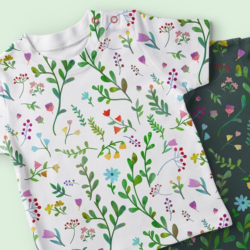 Watercolor artwork with the title 'Floral pattern'