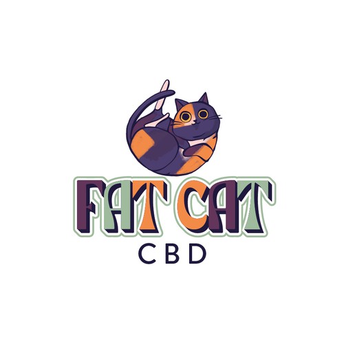 Black cat design with the title 'Fat cat'