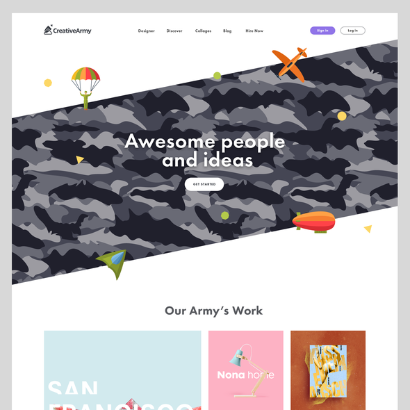 Concept website with the title 'Creative Army'